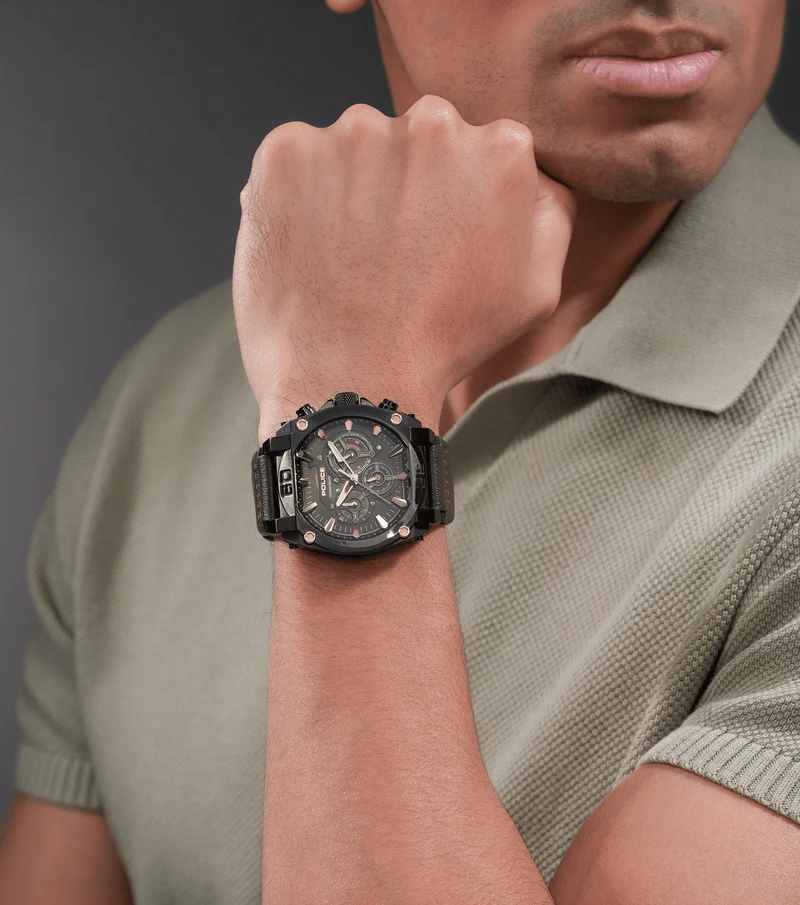 Police Norwood PEWGC0092905 Herrenuhr Grau • Quarz-Chronograph • Lederarmband Braun
