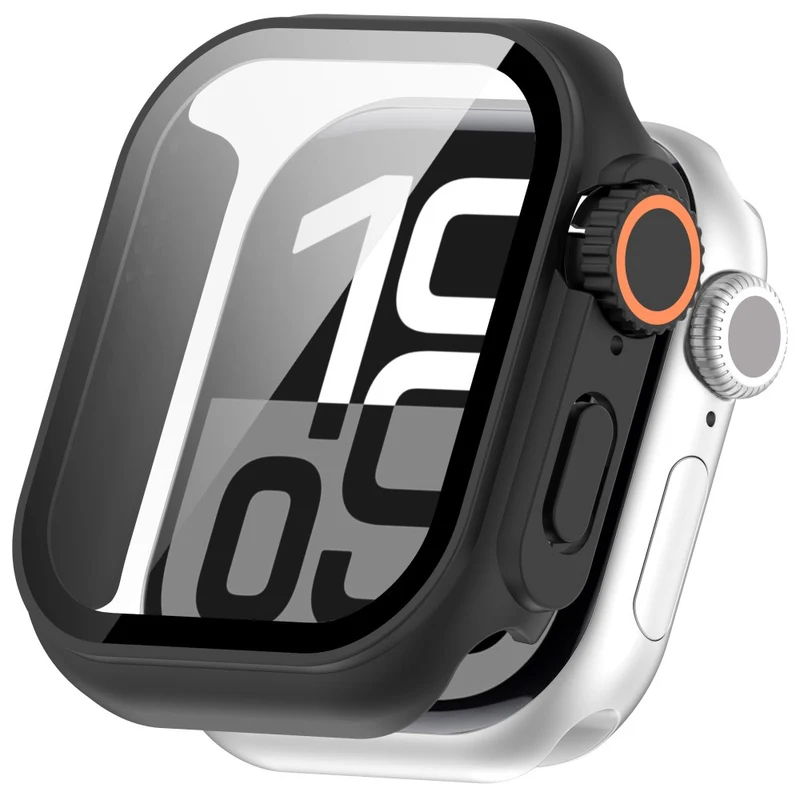 Weich Apple Watch Series 10 42mm Hülle mit Displayschutz in Glas und Silikon