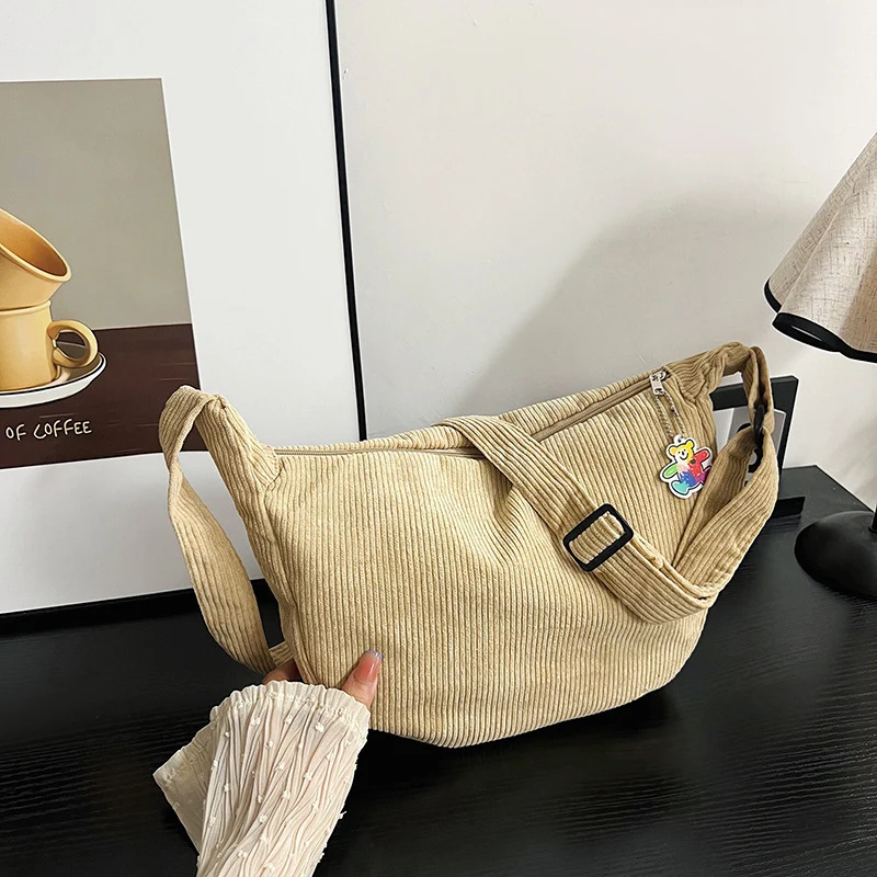 Lässige Baumwollcord Schultertasche