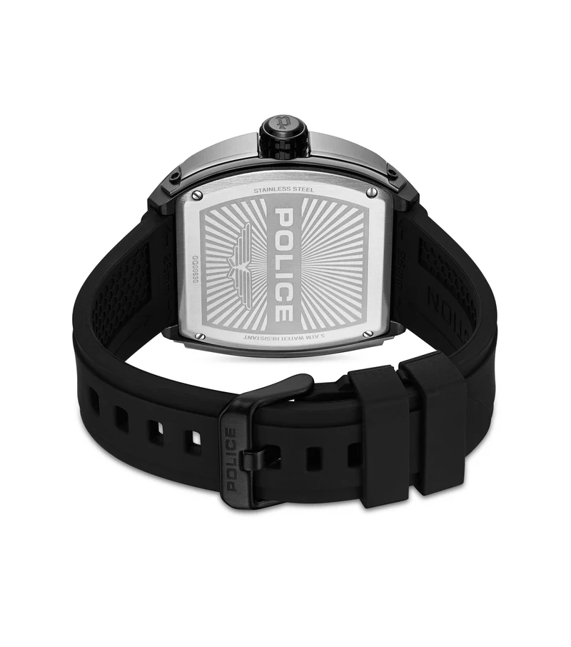 Police Flash PEWGQ0063001 Herrenuhr Schwarz • Multifunktionswerk • Schwarzes Silikonarmband