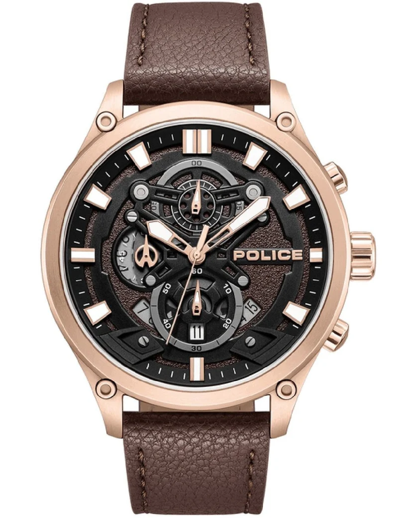 Police Wadden PEWGC0054204 Herrenuhr Braun • Quarz-Chronograph • Mineralglas