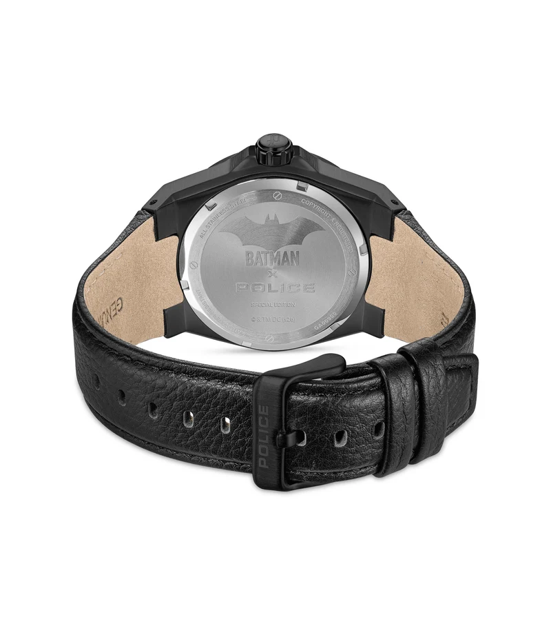 Police Batwing PEWGA0090005-SET Herrenuhr Schwarz • Mineralglas • Schwarzes Echtlederarmband