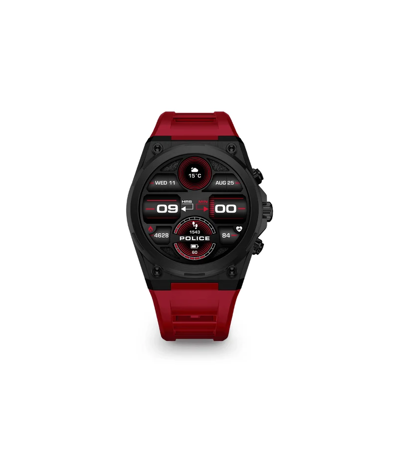 Police My.Avatar 2.0 PEIUN00003X2 Herren Smartwatch Schwarz/Rot • AMOLED-Display • Wechselbare Armbänder