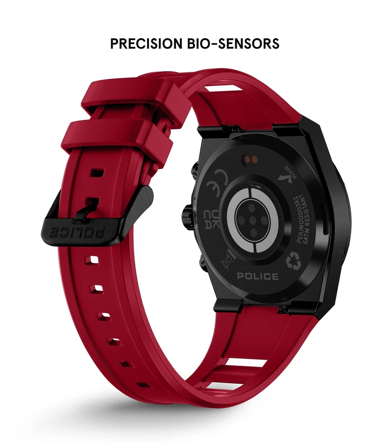 Police My.Avatar 2.0 PEIUN00003X2 Herren Smartwatch Schwarz/Rot • AMOLED-Display • Wechselbare Armbänder