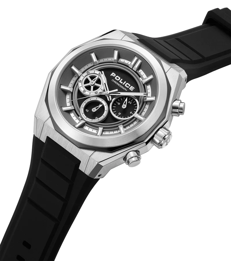 Police Steward PEWGO0093702 Herrenuhr Schwarz • Quarz-Chronograph • Silikonarmband
