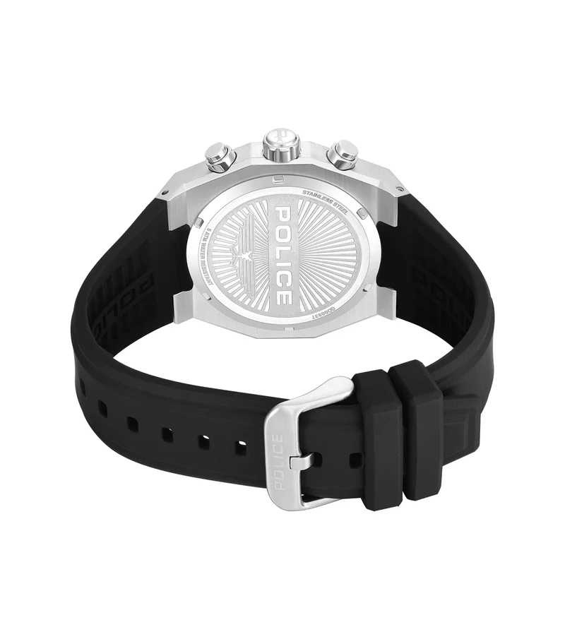 Police Steward PEWGO0093702 Herrenuhr Schwarz • Quarz-Chronograph • Silikonarmband
