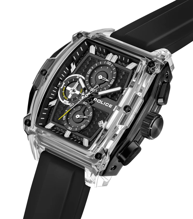 Police Clout Tank PEWGO00778X4 Herrenuhr Schwarz • Quarz-Chronograph • 8 Wechselarmbänder