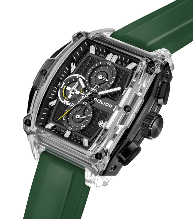 Police Clout Tank PEWGO00778X4 Herrenuhr Schwarz • Quarz-Chronograph • 8 Wechselarmbänder