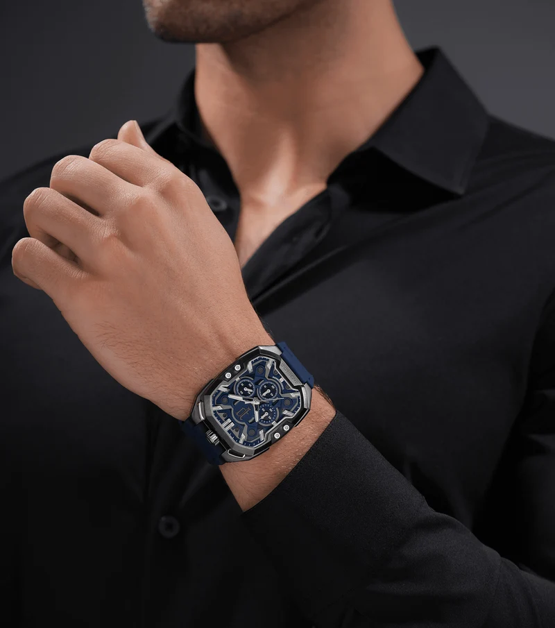 Police Bullhead PEWGO0092205 Herrenuhr Blau • Mineralglaskuppel • Multifunktionswerk