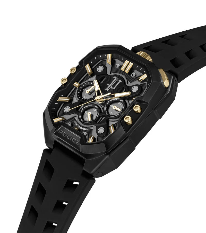 Police Bullhead PEWGO0092204-SET Herrenuhr Schwarz • Quarz-Chronograph • Mineralglas