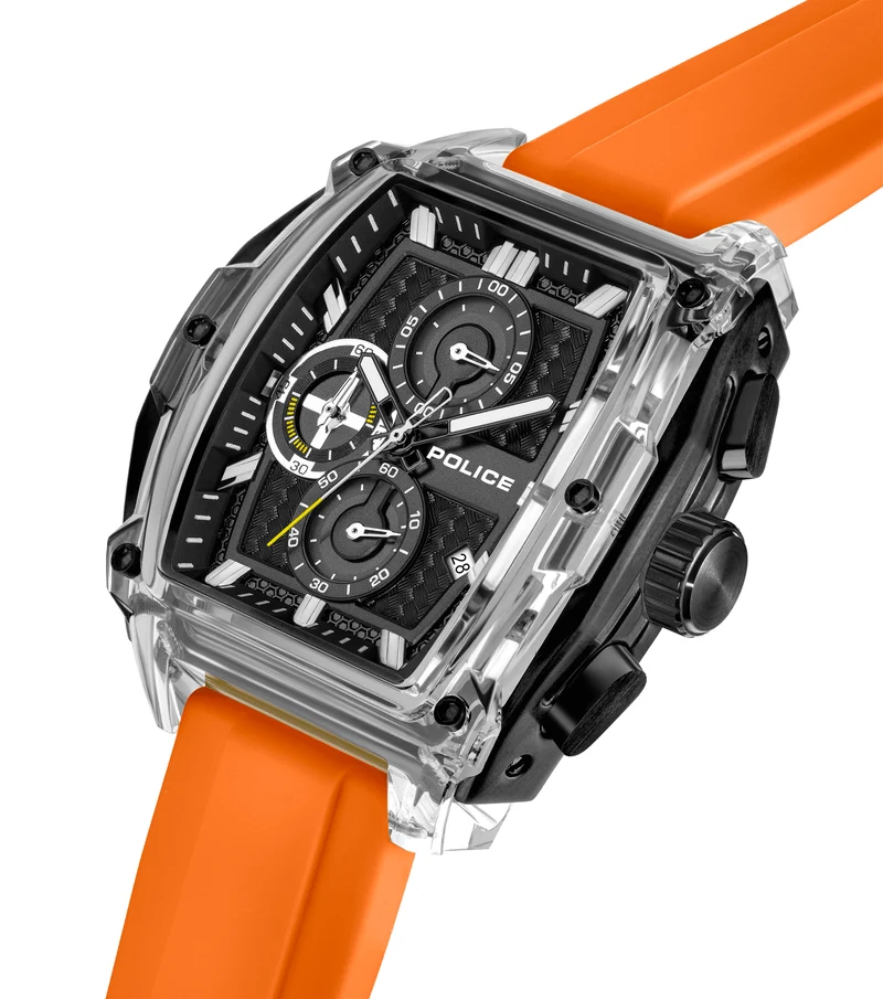 Police Clout Tank PEWGO00778X2 Herrenuhr Schwarz • Quarz-Chronograph • Set mit 4 Armbändern