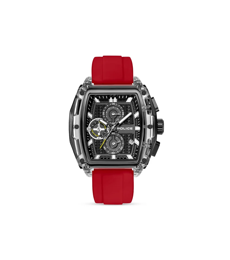 Police Clout Tank PEWGO00778X2 Herrenuhr Schwarz • Quarz-Chronograph • Set mit 4 Armbändern