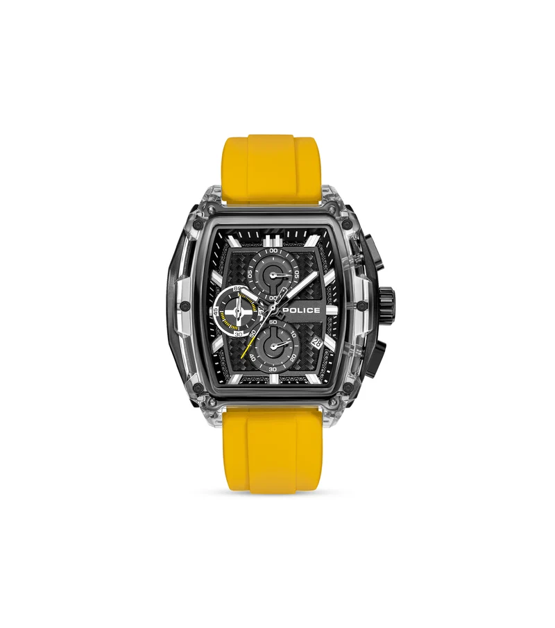 Police Clout Tank PEWGO00778X2 Herrenuhr Schwarz • Quarz-Chronograph • Set mit 4 Armbändern