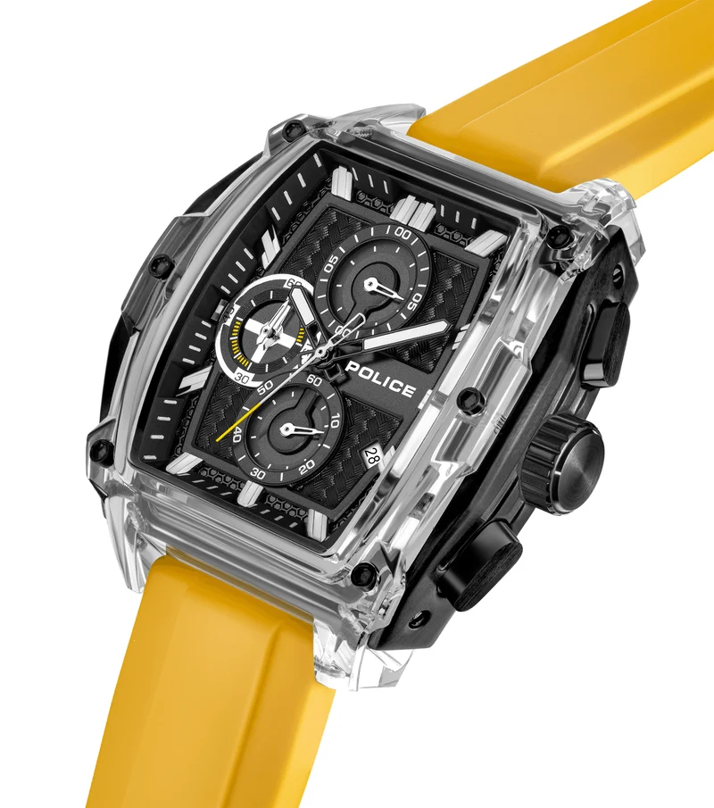 Police Clout Tank PEWGO00778X2 Herrenuhr Schwarz • Quarz-Chronograph • Set mit 4 Armbändern