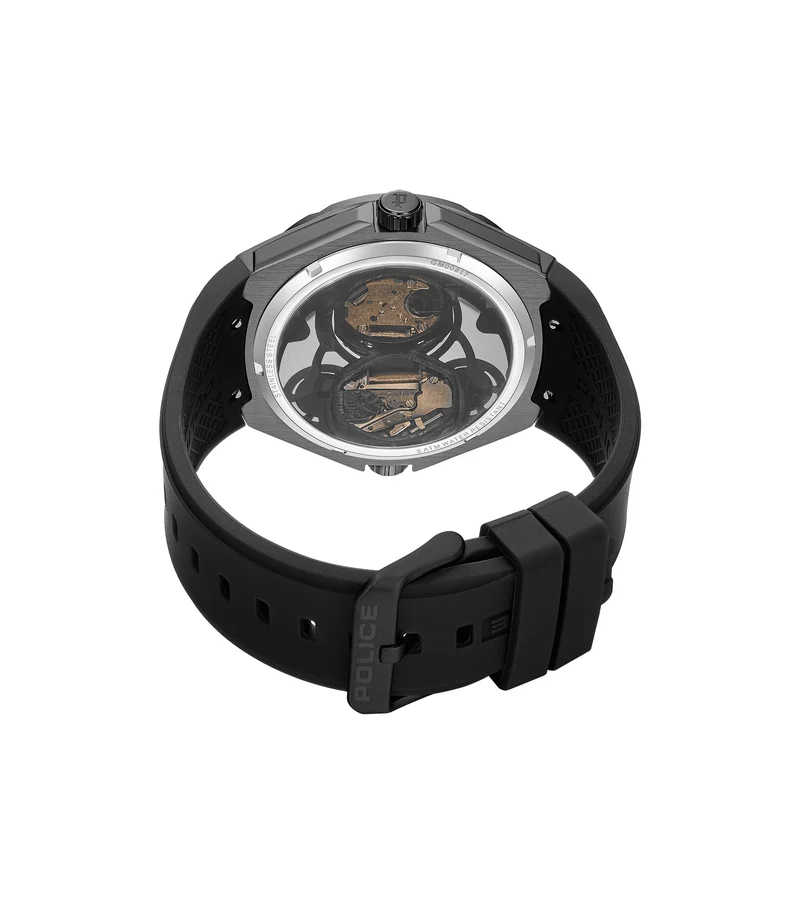 Police Scepter PEWGM0081701 Herrenuhr Schwarz • Doppelwerk-Anzeige • Silikonarmband