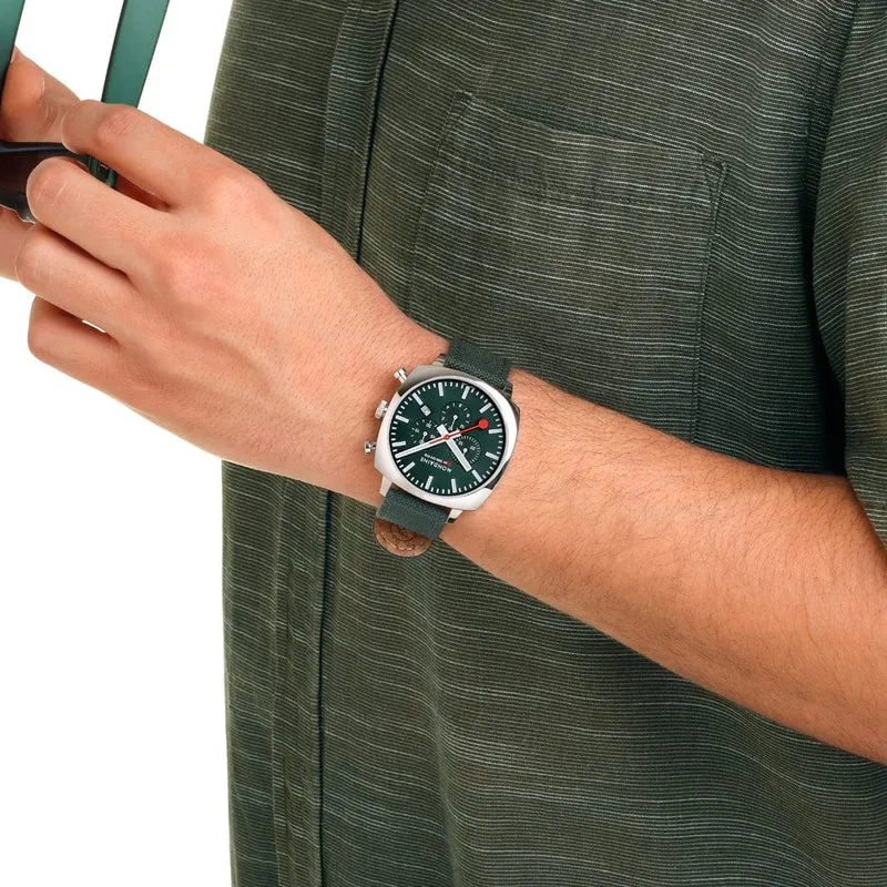 Mondaine Grand Cushion MSL.41460.LF.SET Herrenuhr Grün • Saphirglas • Quarz-Chronograph