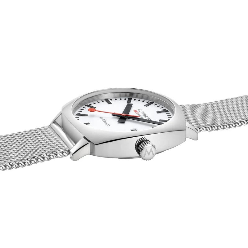 Mondaine Cushion MSL.3961B.SM Herrenuhr Silber • Schweizer Automatikwerk • Saphirglas