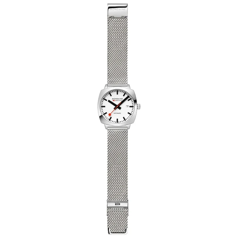 Mondaine Cushion MSL.3961B.SM Herrenuhr Silber • Schweizer Automatikwerk • Saphirglas