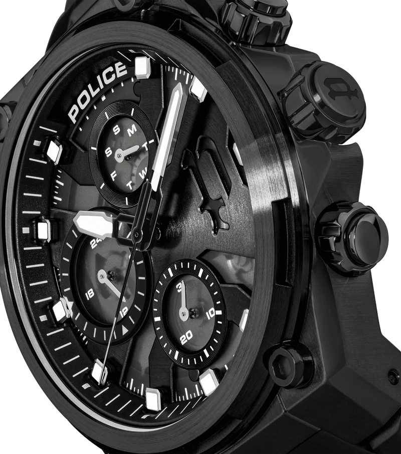 Police Airflow PEWGK2239106 Herren • Chronograph • IP-Schwarz Edelstahlarmband