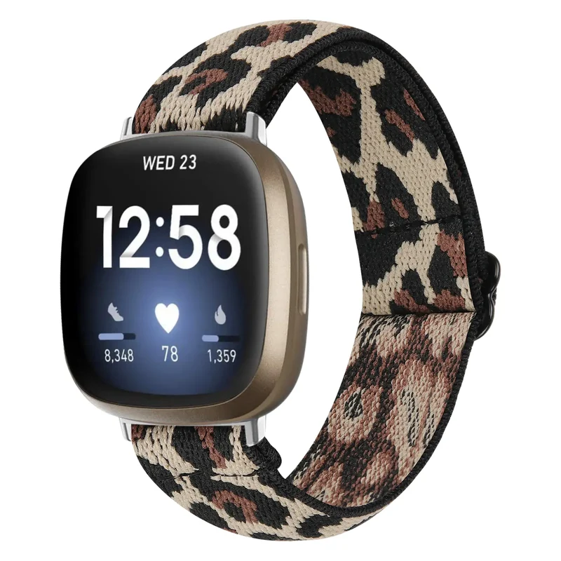 Fitbit Versa 3 Elastisches Armband (Leopard)