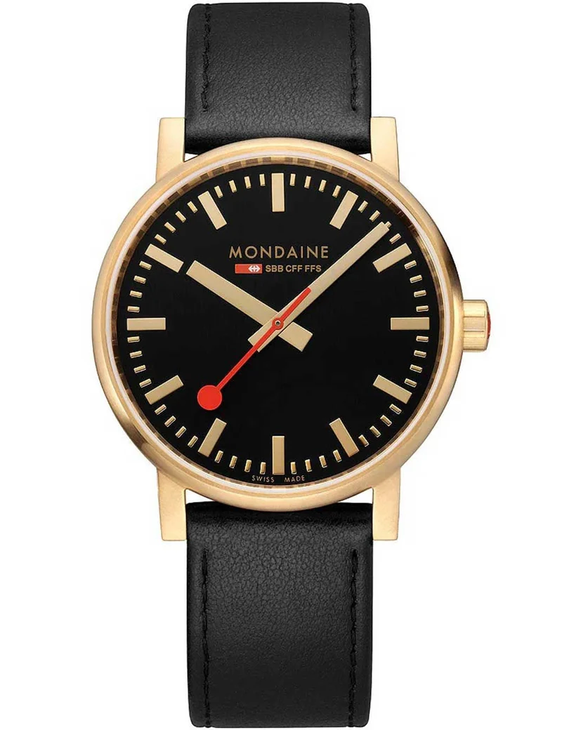 Mondaine evo2 MSE.40122.LB Herrenuhr Schwarz • Quarzwerk • Lederarmband