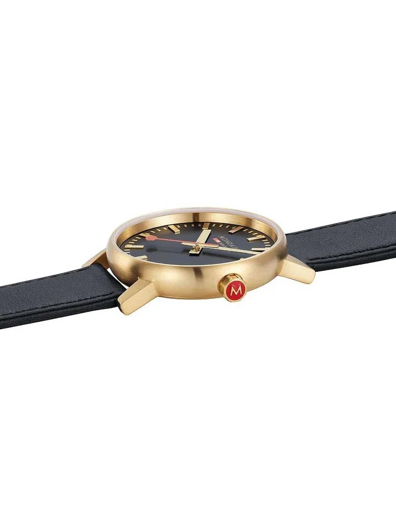 Mondaine evo2 MSE.40122.LB Herrenuhr Schwarz • Quarzwerk • Lederarmband