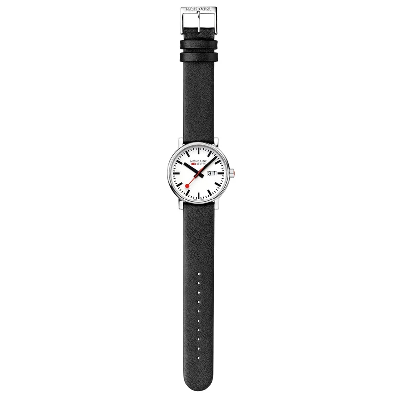 Mondaine evo2 MSE.40210.LBV Herrenuhr Schwarz • Saphirglas • Veganes Traubenlederarmband