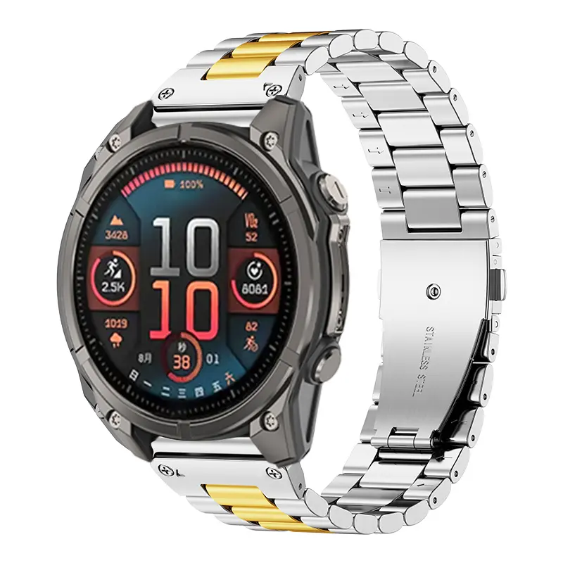Garmin Fenix 5s/6s Premium Stahlarmband (Silber/Gold)