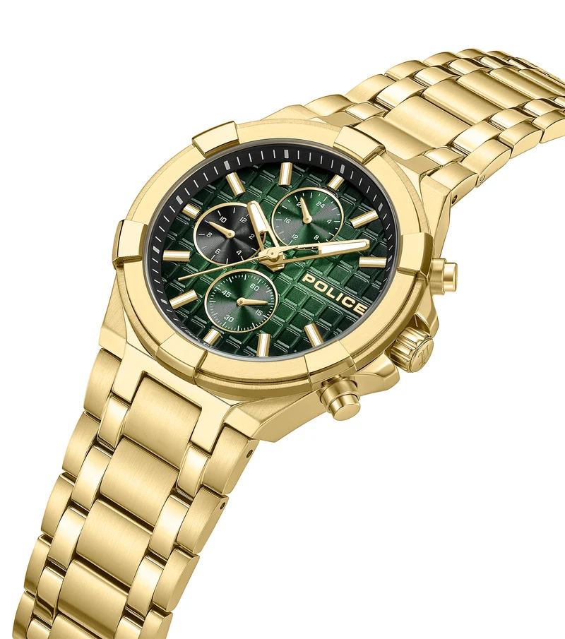 Police Guardian PEWGK0082003 Herrenuhr Goldfarben • Multifunktion mit Dual-Time • Gold-IP-Beschichtung