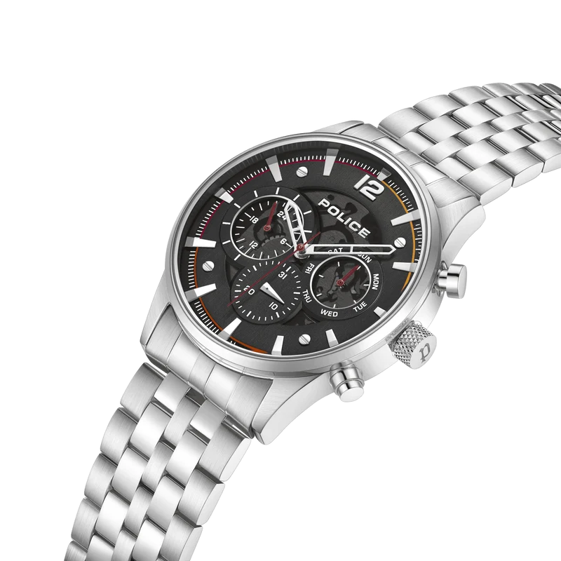 Police Driver II PEWGK0040205 Herrenuhr Silber • Multifunktionswerk • Edelstahlarmband