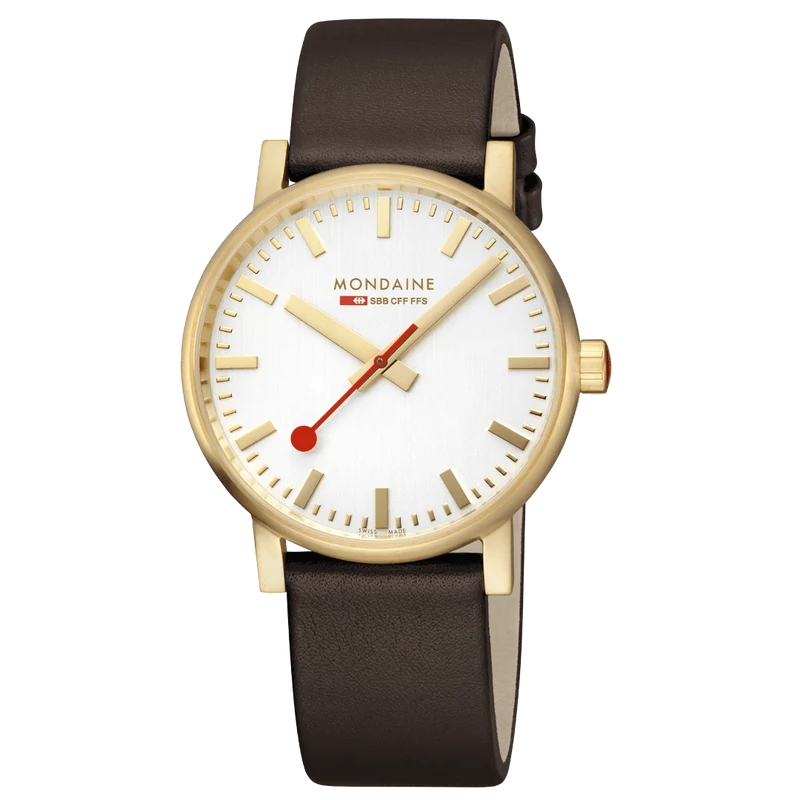 Mondaine evo2 MSE.40112.LGV Herrenuhr Braun • Saphirglas • Veganes Traubenleder