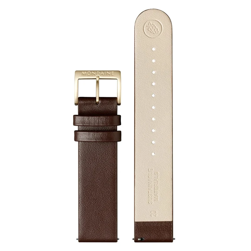 Mondaine evo2 MSE.40112.LGV Herrenuhr Braun • Saphirglas • Veganes Traubenleder