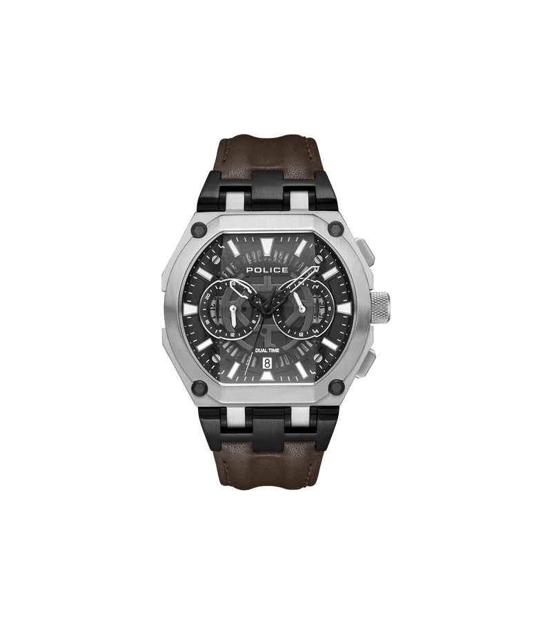 Police Shield PEWGF0054403 Herrenuhr Braun • Multifunktionswerk • Verschraubtes Gehäuse