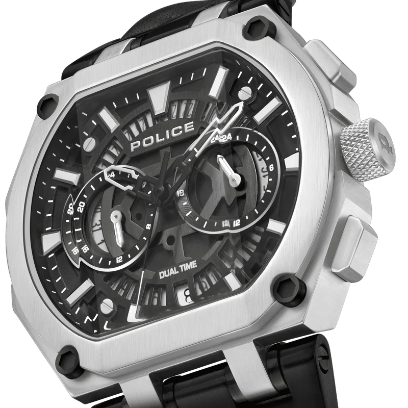 Police Shield PEWGF0054403 Herrenuhr Braun • Multifunktionswerk • Verschraubtes Gehäuse