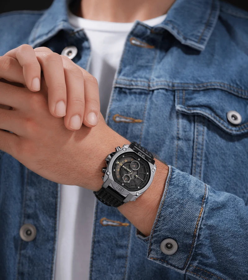 Police Norwood PEWGF0040002 Herrenuhr Schwarz • Multifunktions-Chronograph • Lederarmband