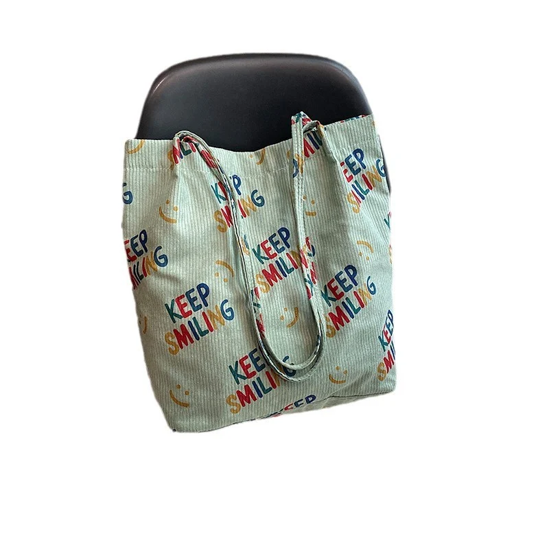 Smiley-Gesicht-Muster-Canvas-Shopper Tasche