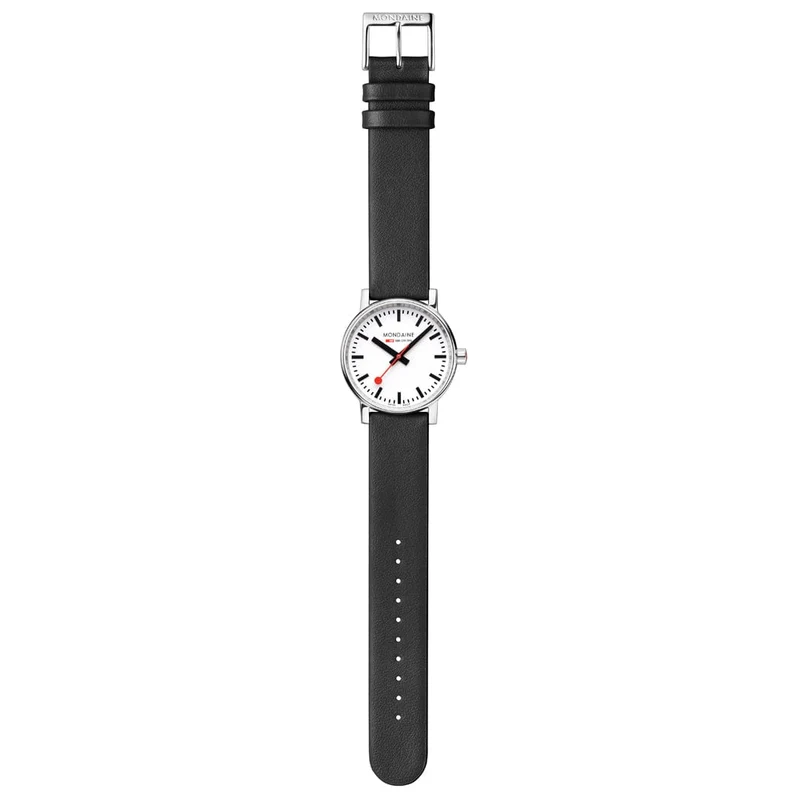 Mondaine evo2 MSE.35110.LBV Damenuhr Schwarz • Saphirglas • Veganes Traubenleder