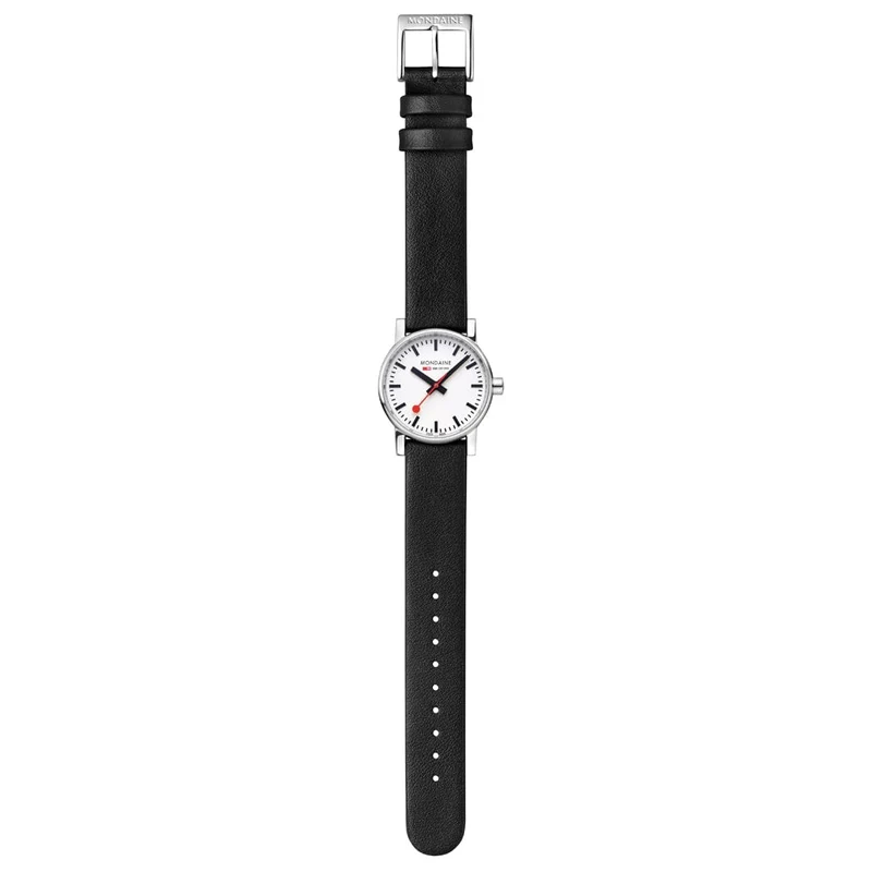 Mondaine evo2 MSE.30110.LBV Damenuhr Schwarz • Saphirglas • Veganes Traubenleder