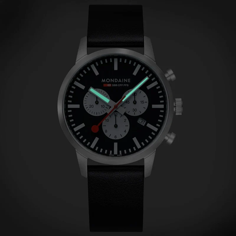 Mondaine Neo MSD.41420.LBV Herrenuhr Schwarz • Saphirglas • Quarz-Chronograph