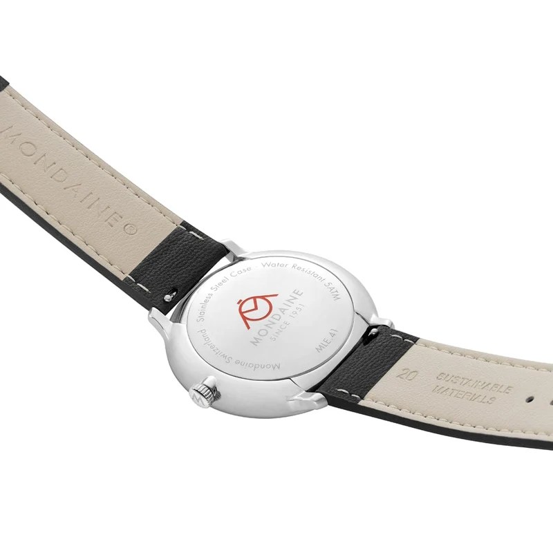 Mondaine Doppio Solar MLE.41920.LBV Herrenuhr Schwarz • Saphirglas • Solarbetrieb