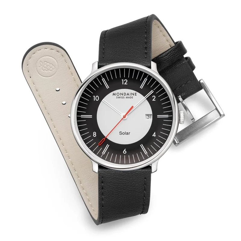 Mondaine Doppio Solar MLE.41920.LBV Herrenuhr Schwarz • Saphirglas • Solarbetrieb