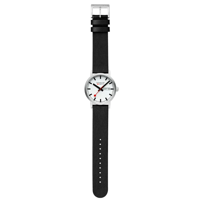 Mondaine Classic A667.30360.11SBBV Herrenuhr Schwarz • Schweizer Quarzwerk • Veganes Traubenleder
