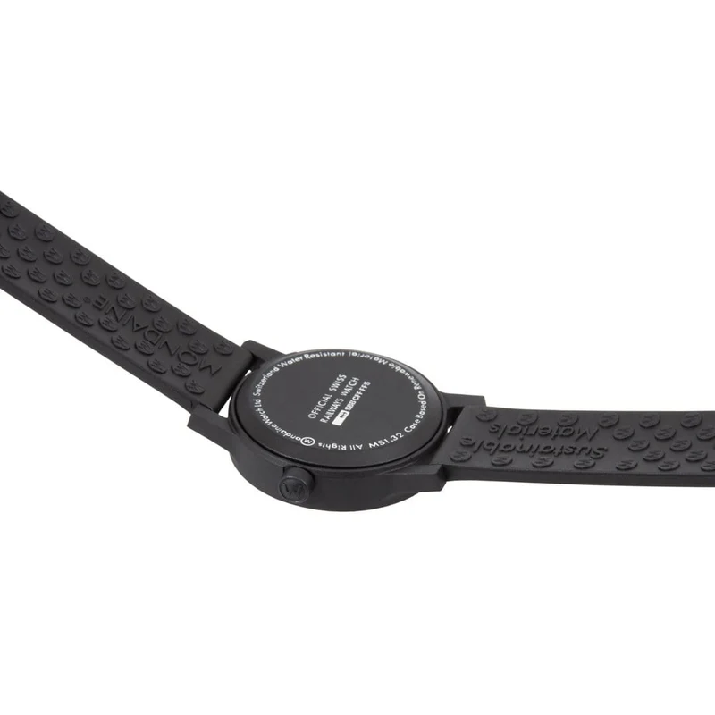 Mondaine essence MS1.32120.RB Damen Armbanduhr Schwarz • Veganes Kautschukarmband • Swiss Made Quarzwerk