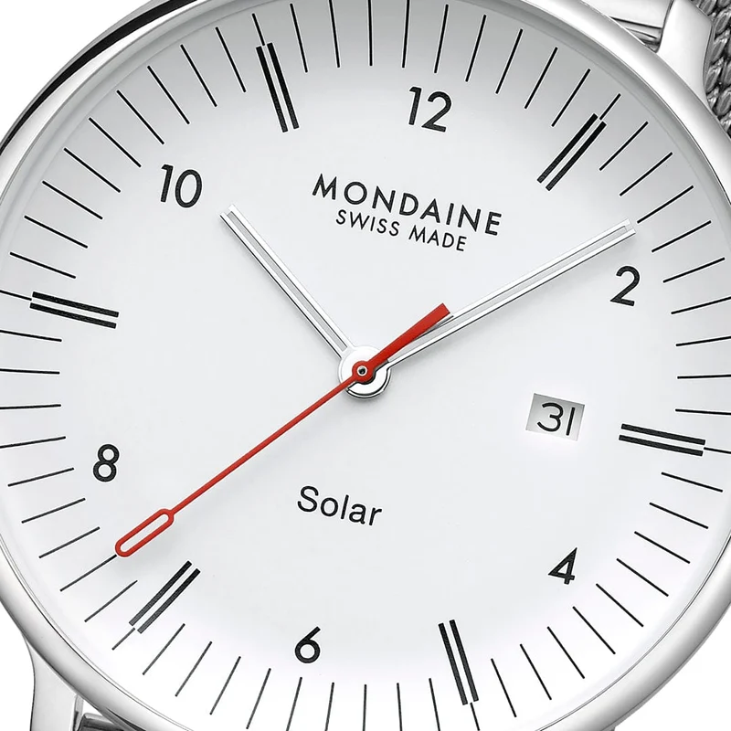 Mondaine Doppio Solar MLE.41910.SM Herrenuhr Silber • Saphirglas • Solaruhrwerk
