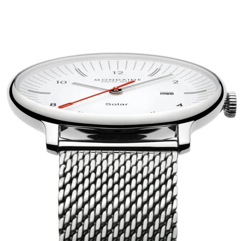 Mondaine Doppio Solar MLE.41910.SM Herrenuhr Silber • Saphirglas • Solaruhrwerk