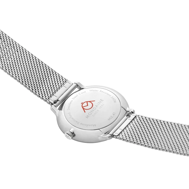 Mondaine Doppio Solar MLE.41910.SM Herrenuhr Silber • Saphirglas • Solaruhrwerk
