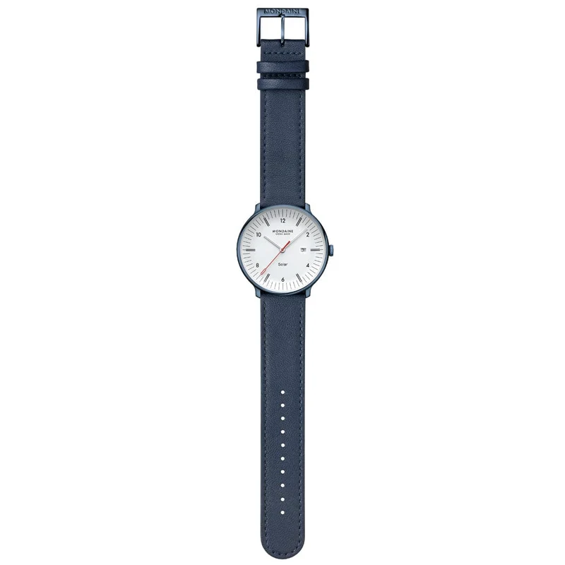 Mondaine Doppio Solar MLE.41910.LQV Herrenuhr Blau • Solarwerk Ronda 215 • Saphirglas