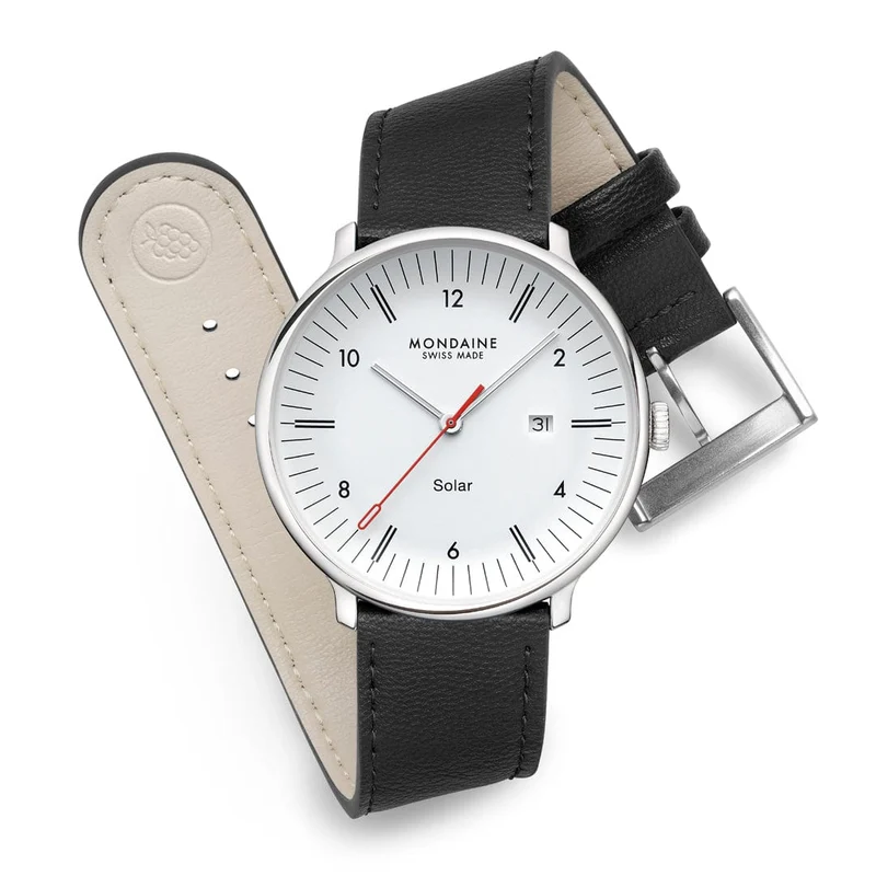 Mondaine Doppio Solar MLE.41910.LBV Herrenuhr Schwarz • Saphirglas • Solaruhrwerk