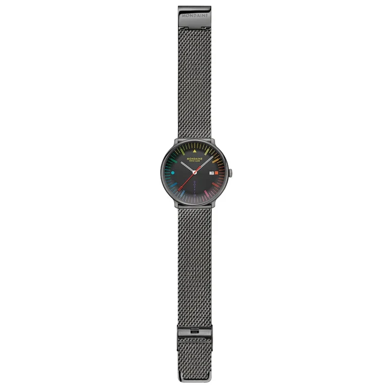 Mondaine Doppio MLE.41221.SM Herrenuhr Dunkelgrau • Saphirglas • Swiss Made Quarzwerk