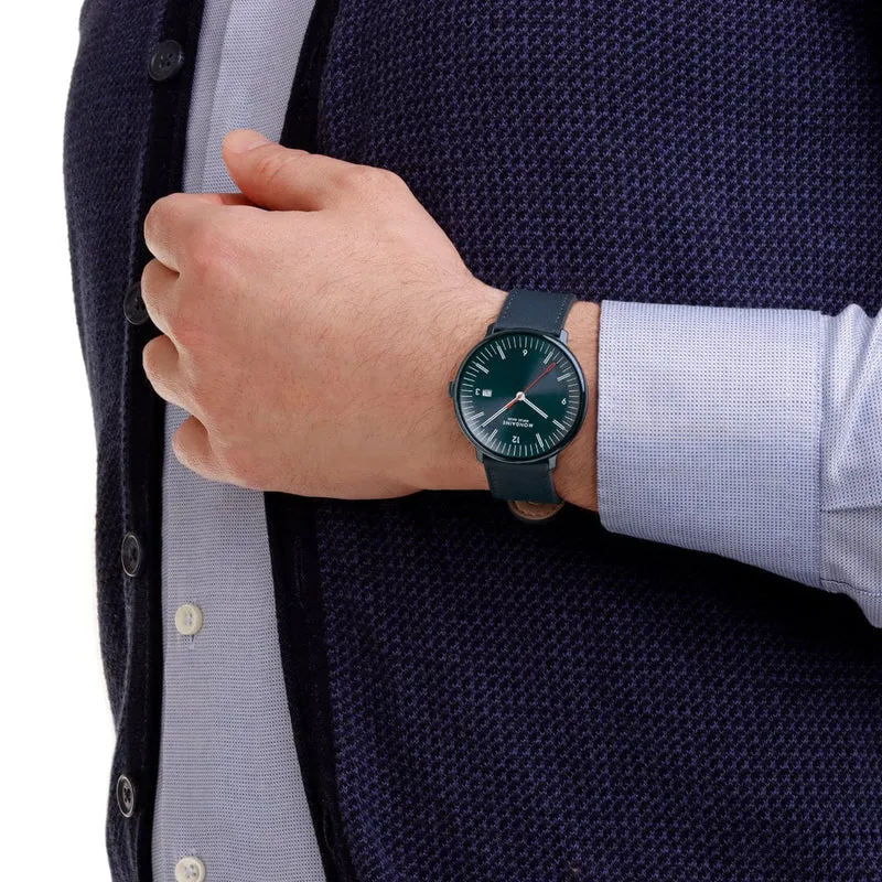 Mondaine Doppio MLE.41240.LDV Herrenuhr Blau • Saphirglas mit Antireflexbeschichtung • Schweizer Quarzwerk
